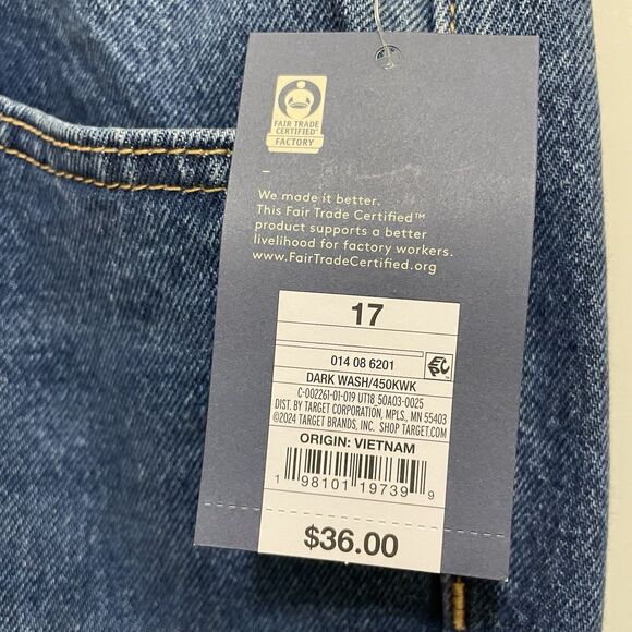 NEW Universal Thread Mid‎ Rise 90's Baggy Cuffed Jeans Dark Wash Women's Size 17 - Picture 4 of 9